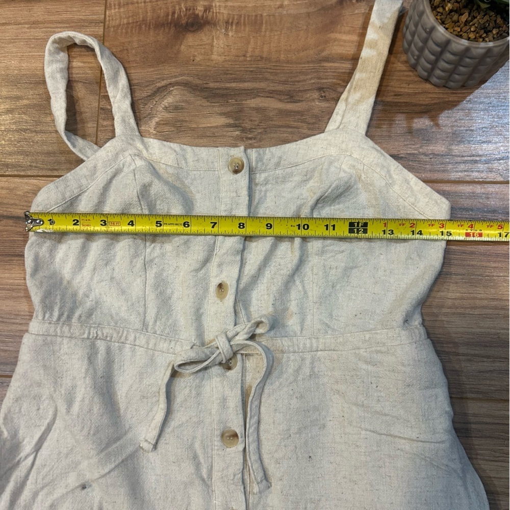 Lucky Brand Tan Midi Dress Tie Front and Pockets Size Medium Petite - Picture 8 of 9